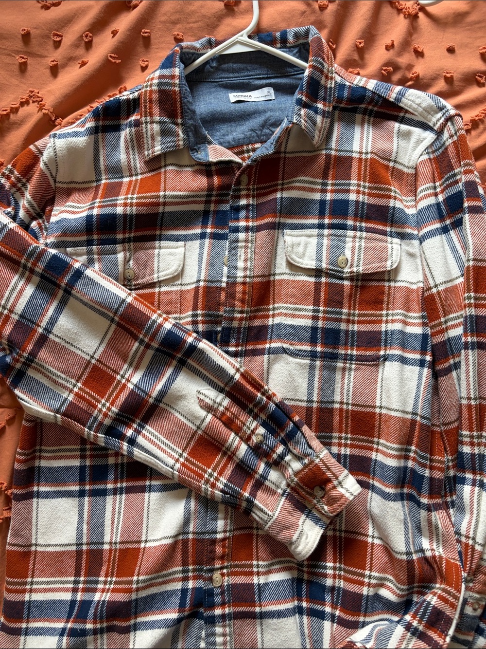 Sonoma Rust, Navy & Cream Plaid Button-Down Shirt